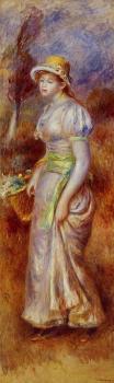 Pierre Auguste Renoir : Woman with a Basket of Flowers